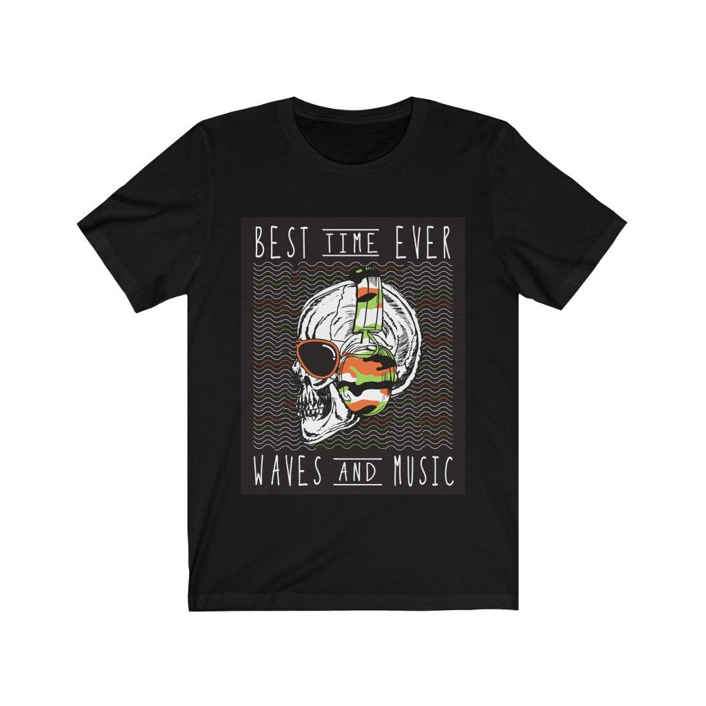 Best Time Ever Waves and Music in Skull Head  T-Shirt