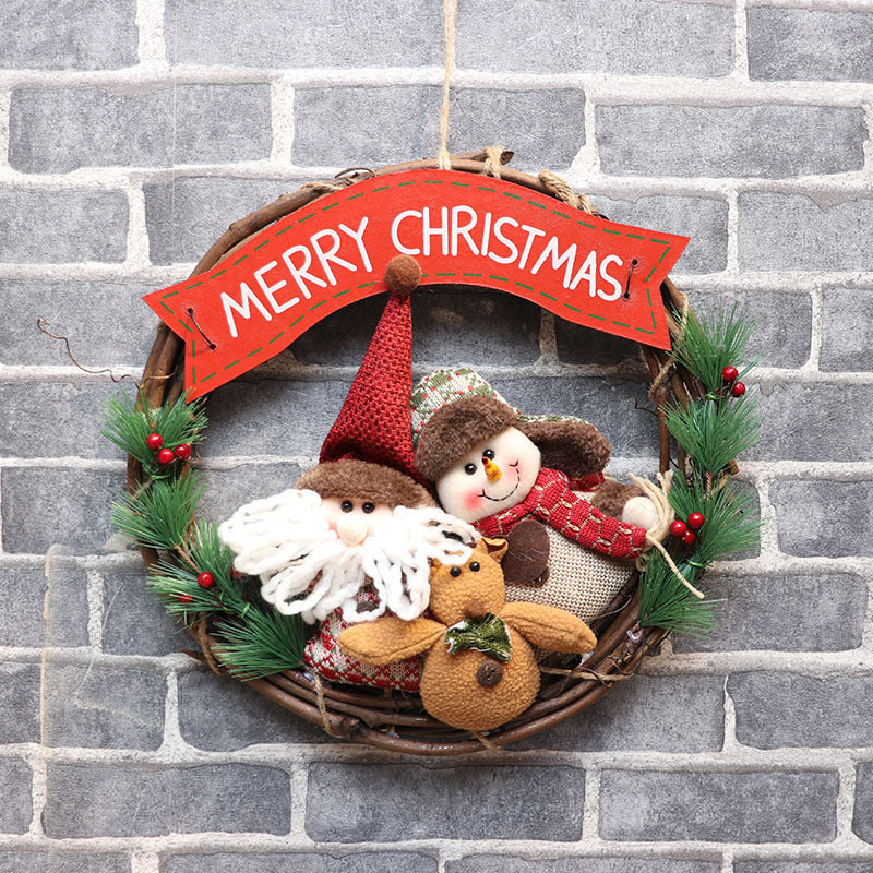 Wreath Christmas Vine Circle Pendant  Door Hanger