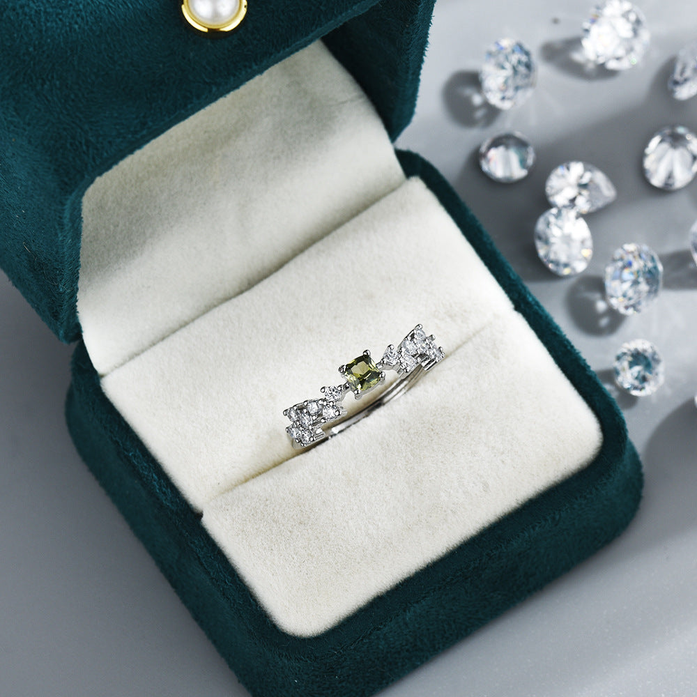 Women’s Adjustable Crown Ring – Open Mouth Copper Zircon Design