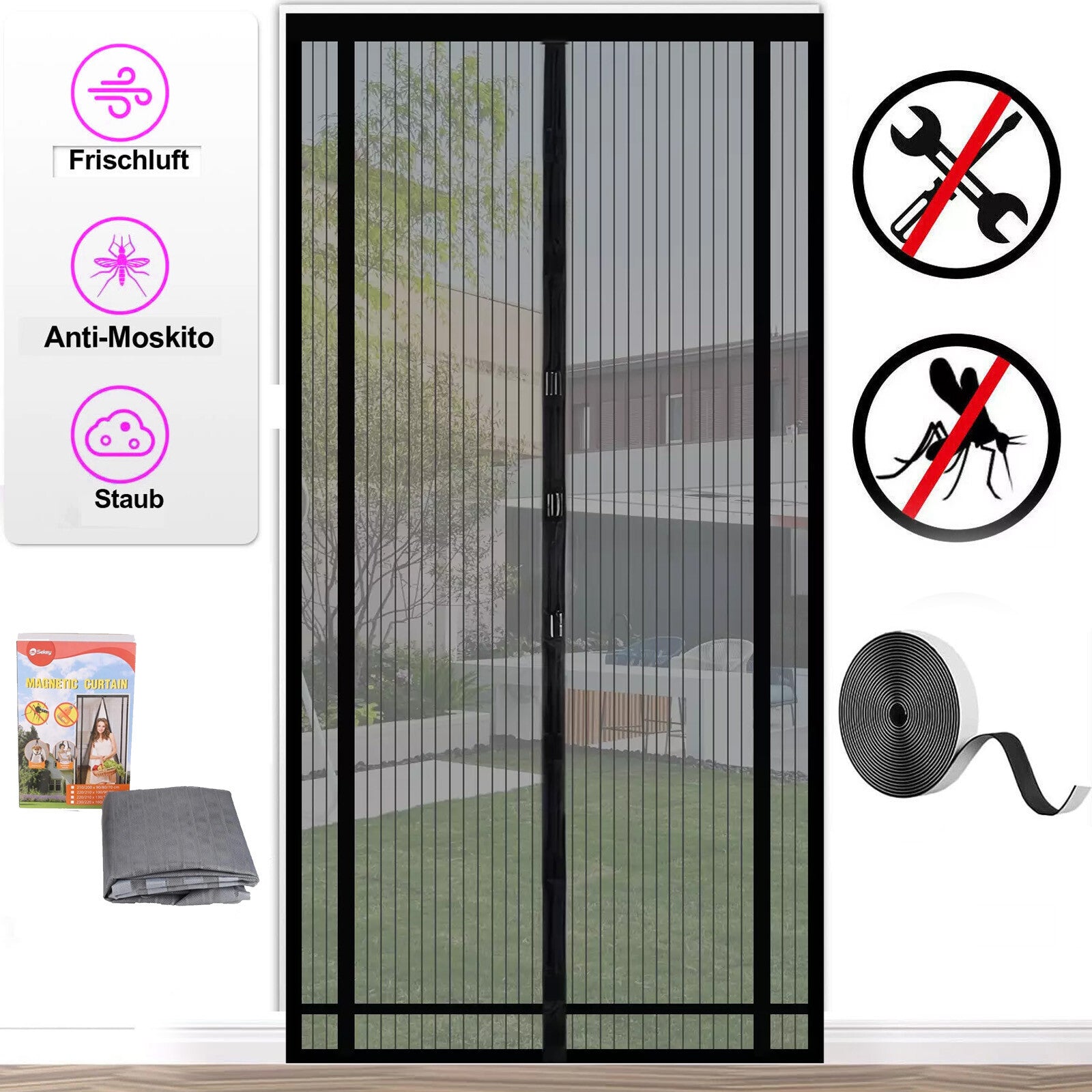 Fly Screen Door Insect Screen Door Curtain Magnetic Curtain Balcony Door 220x100cm