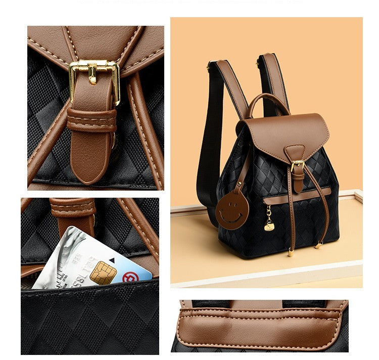 Womens PU Leather Bucket Backpack Casual Travel Bag