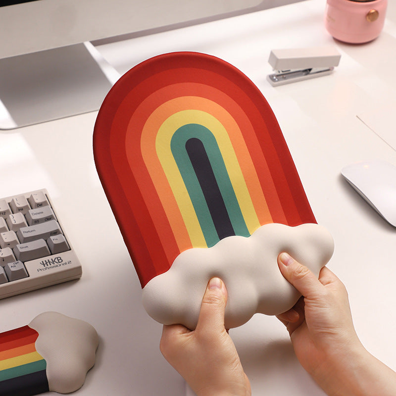 Cloud Rainbow Silica Gel Wrister Mouse Pad Keyboard Support Slippery Washable