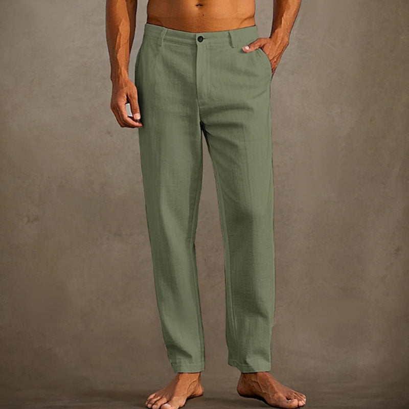 Men’s Linen Beach Pants – Diagonal Pocket Cool & Comfortable Trousers