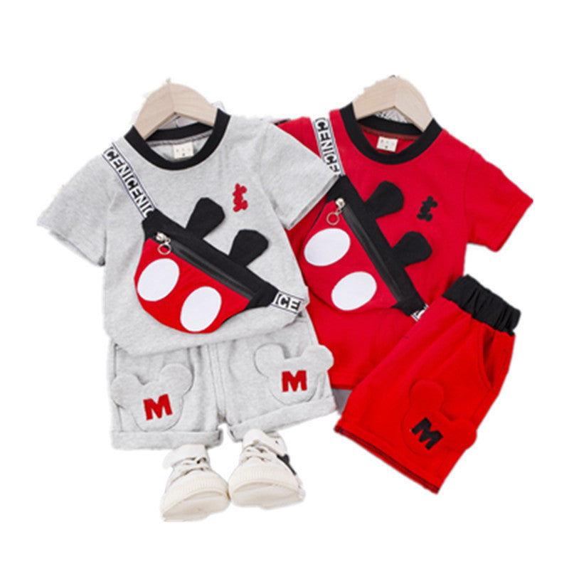 Two Piece Unisex Kids Short Sleeve Brushed Cotton Set