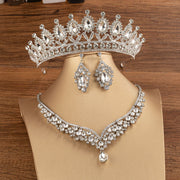 Bridal Crown Wedding Alloy Diamond Crown with Elegant Rhinestone Headdress Set