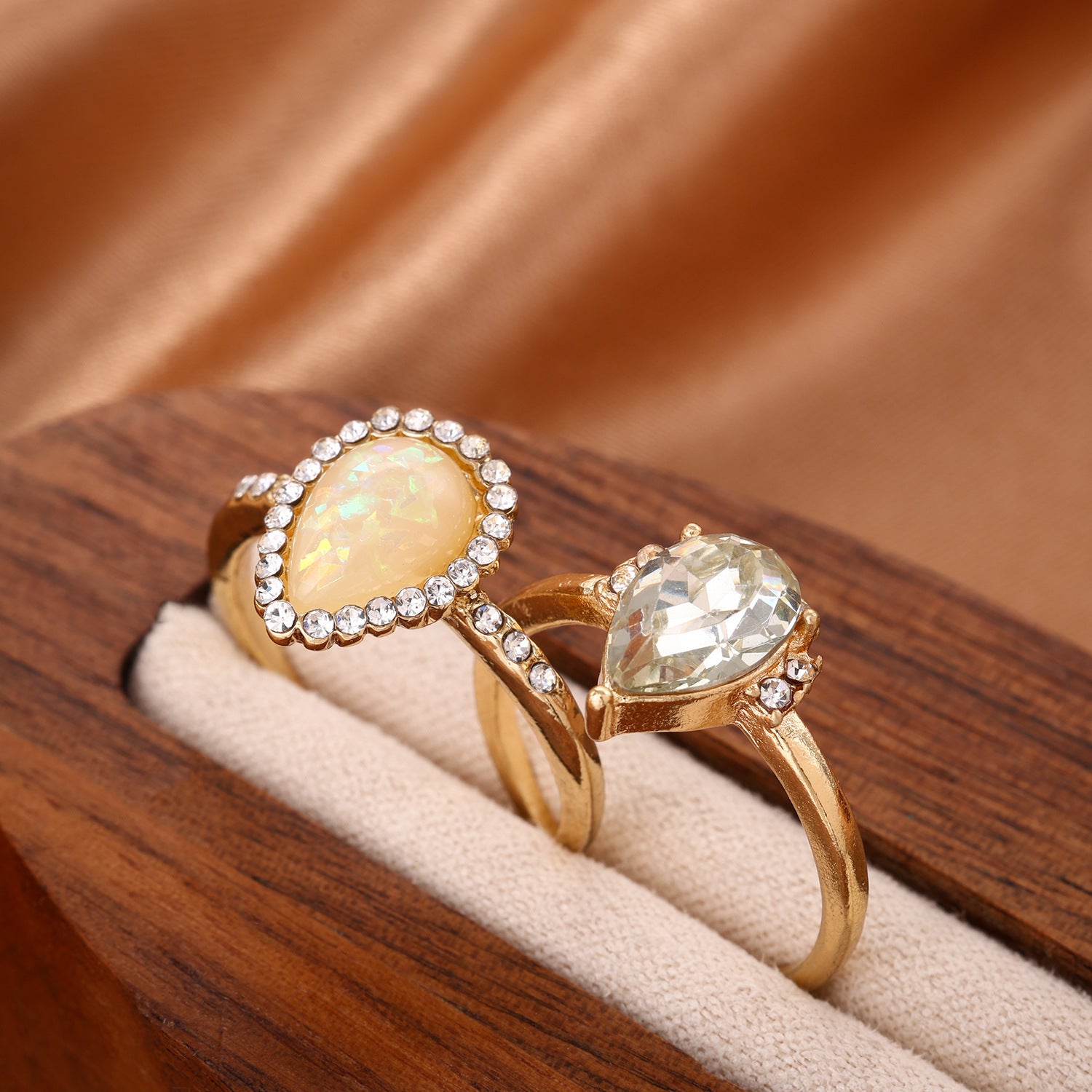 Opal Water Drop Diamond Engagement Ring