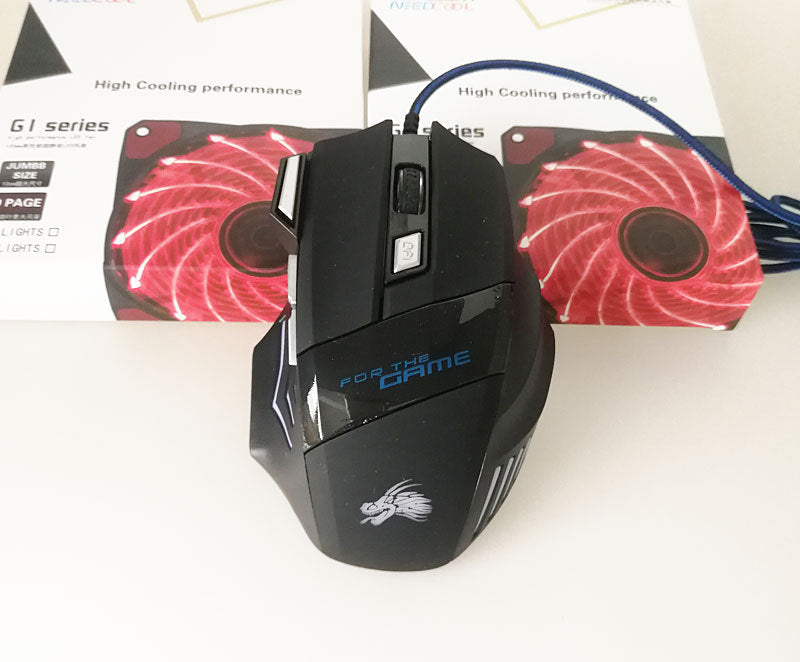 Wired Gaming Mouse – 5500 DPI, 7 Buttons, 7-Color LED Backlit USB Optical for PC & Laptop