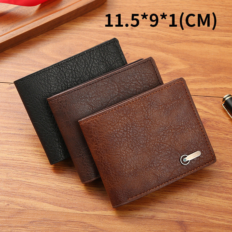 Men's Slim PU Leather Wallet Geometric Pattern Short