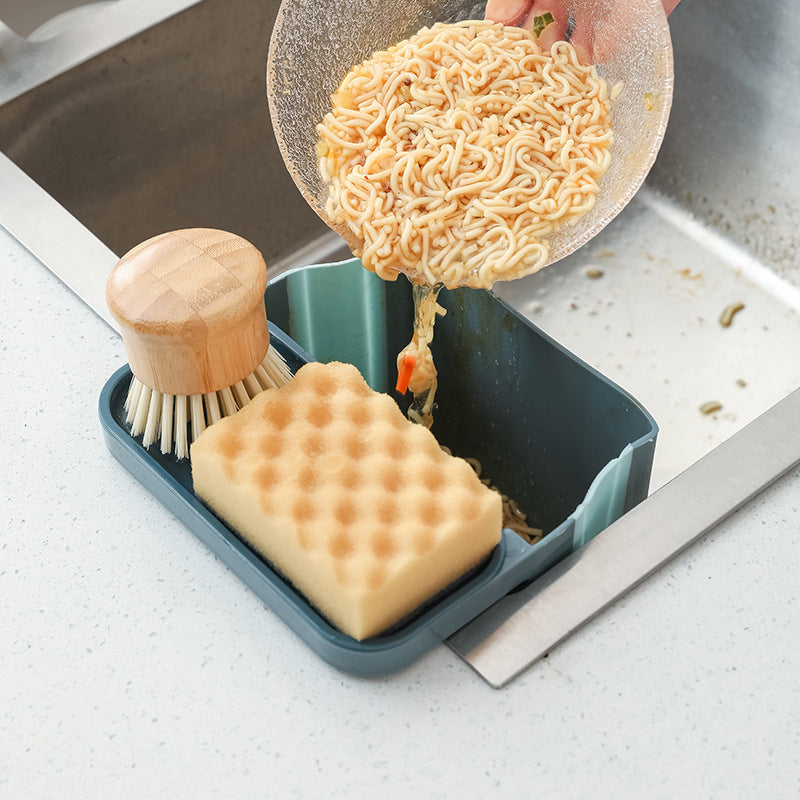 Side Wet Garbage Sink Strainer Drain Fruit Vegetable Drainer Basket Suction Cup Sponge Rack Storage Kitchen Tools Filter Shelf