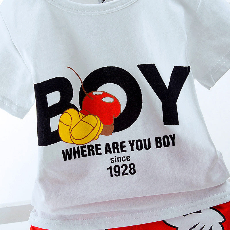 Summer New Short-Sleeve Boys’ Suit – Casual Kids Clothing Set