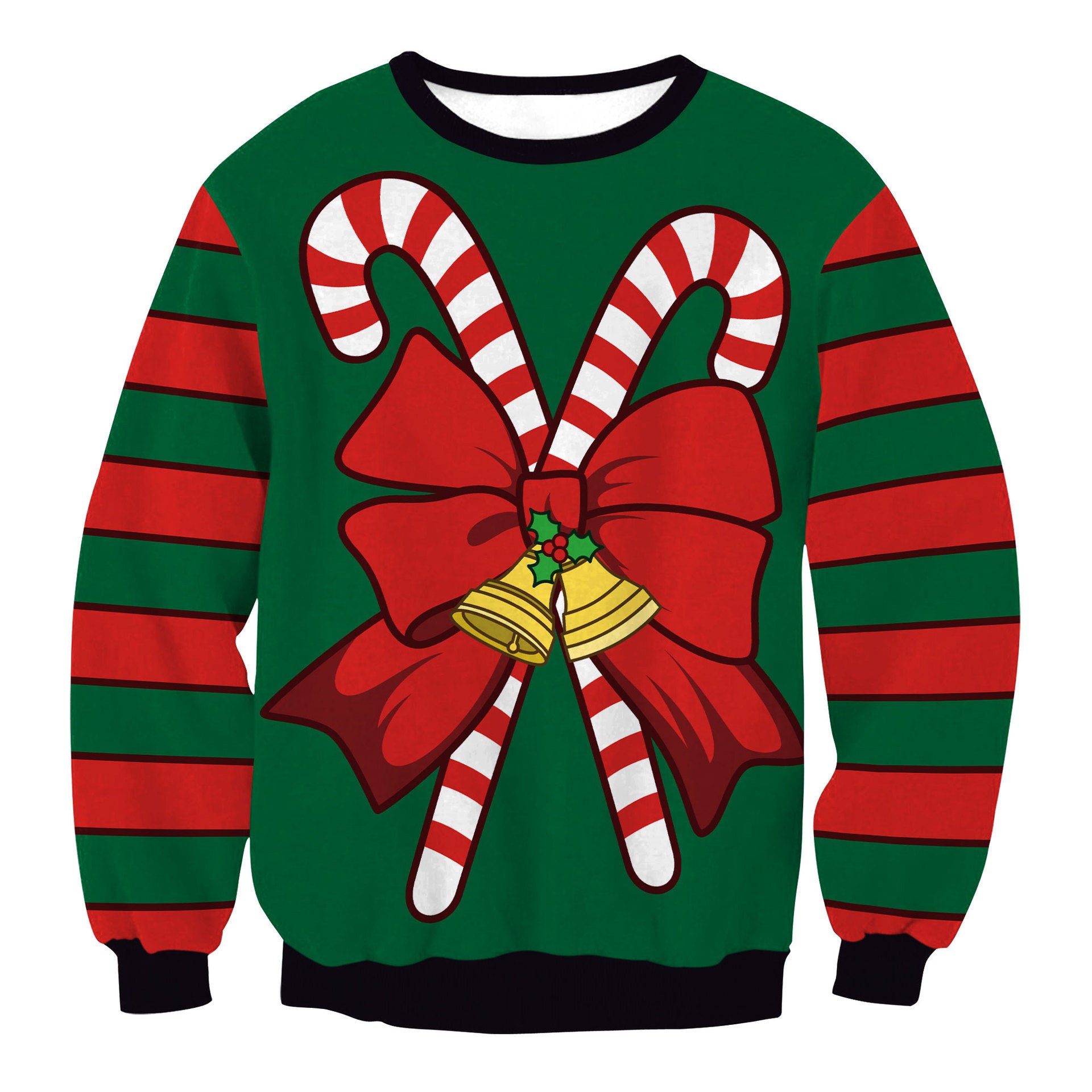 Men’s Fashion Christmas Tree Striped Digital Printing Couple Sweater – Street Style Holiday Wear