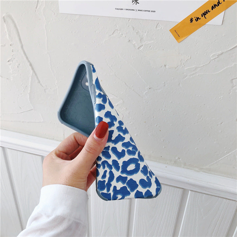 Compatible with Apple , Blue leopard case