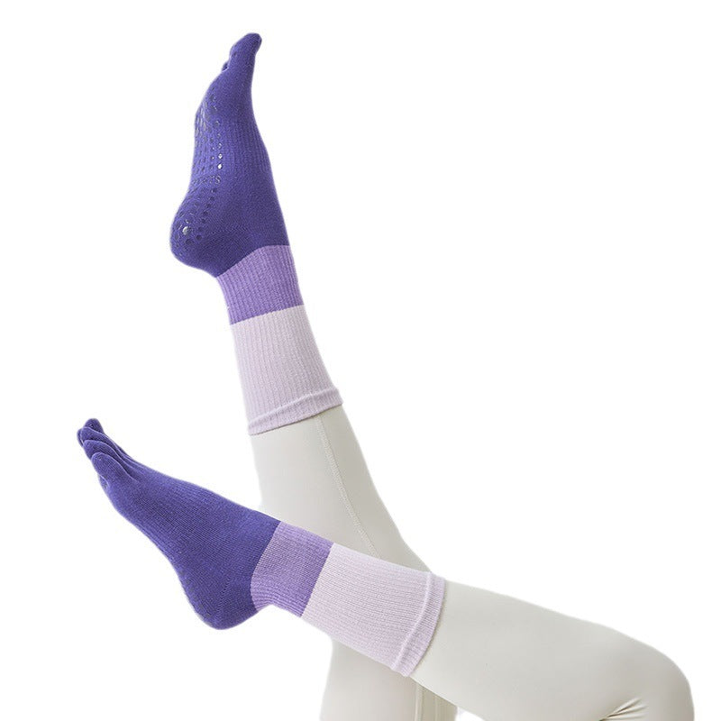 Women’s Non-Slip Yoga Socks High Tube with Rubber Band 3 Colors