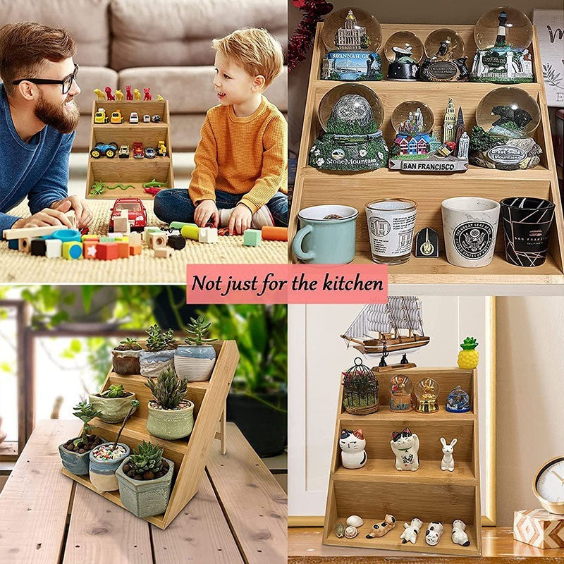 Home Bamboo And Wood Spice Countertop Storage Rack