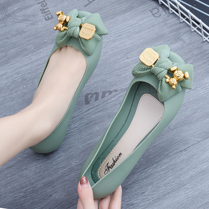 Women's Sandals Solid Color Flat Fashion Buckle Bow Summer Outdoor Casual