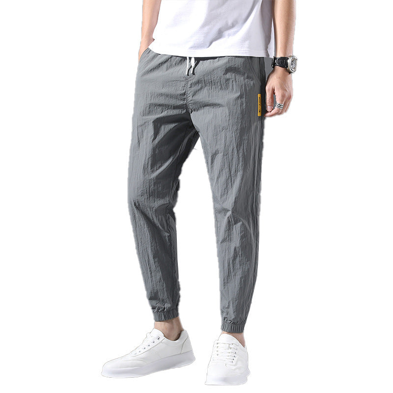 Men’s Summer Ice Silk Nine-Point Pants – Casual Student Trousers