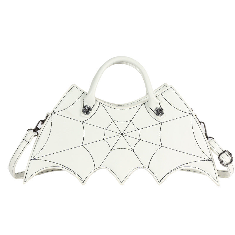Halloween Spider Web Shoulder Bag – PU Leather Batgirl Style Crossbody Messenger Handbag