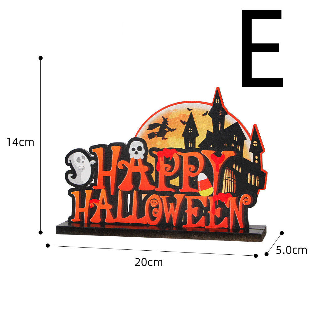 Halloween Wooden Ornaments Horror Atmosphere Arrangement Pumpkin Decoration