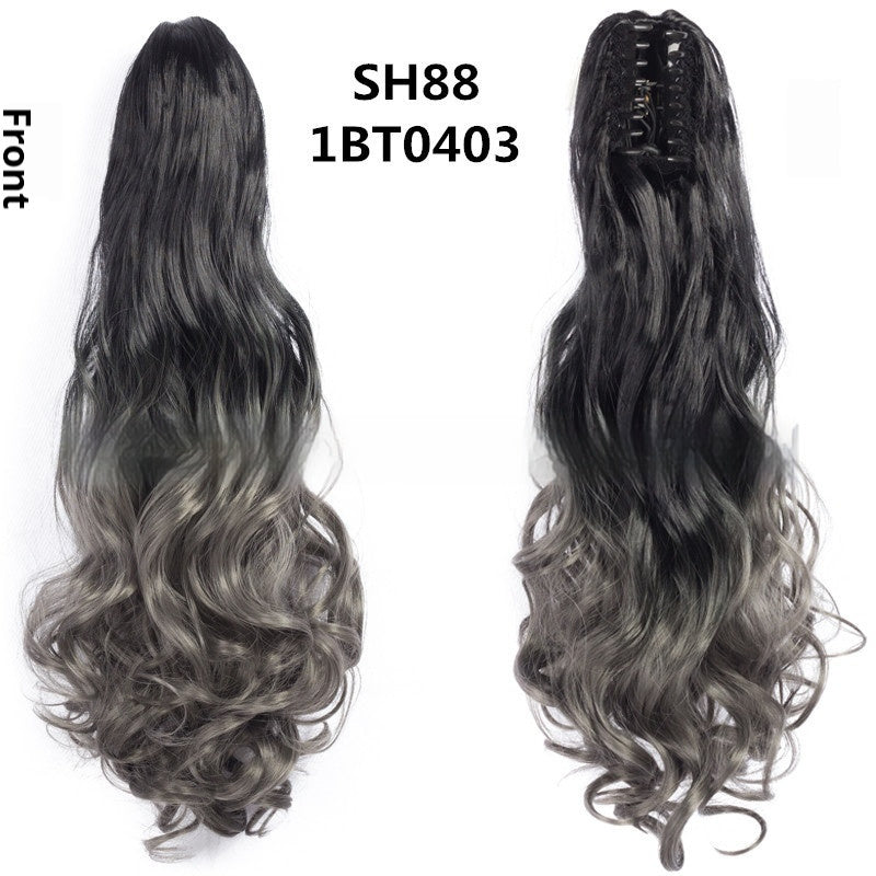Colorful Long Curly Clip-On Ponytail Wig – Vibrant & Heat-Resistant
