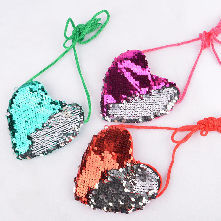 Sequined Love Lanyard Bag – Cute Children’s Coin Purse