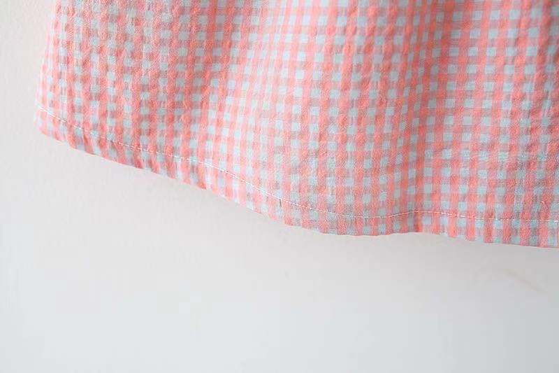 Girls' Summer Plaid Love-shape Print Dress