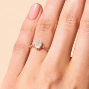 Imitation Moonstone Oval Rose Gold Ring Women's Niche