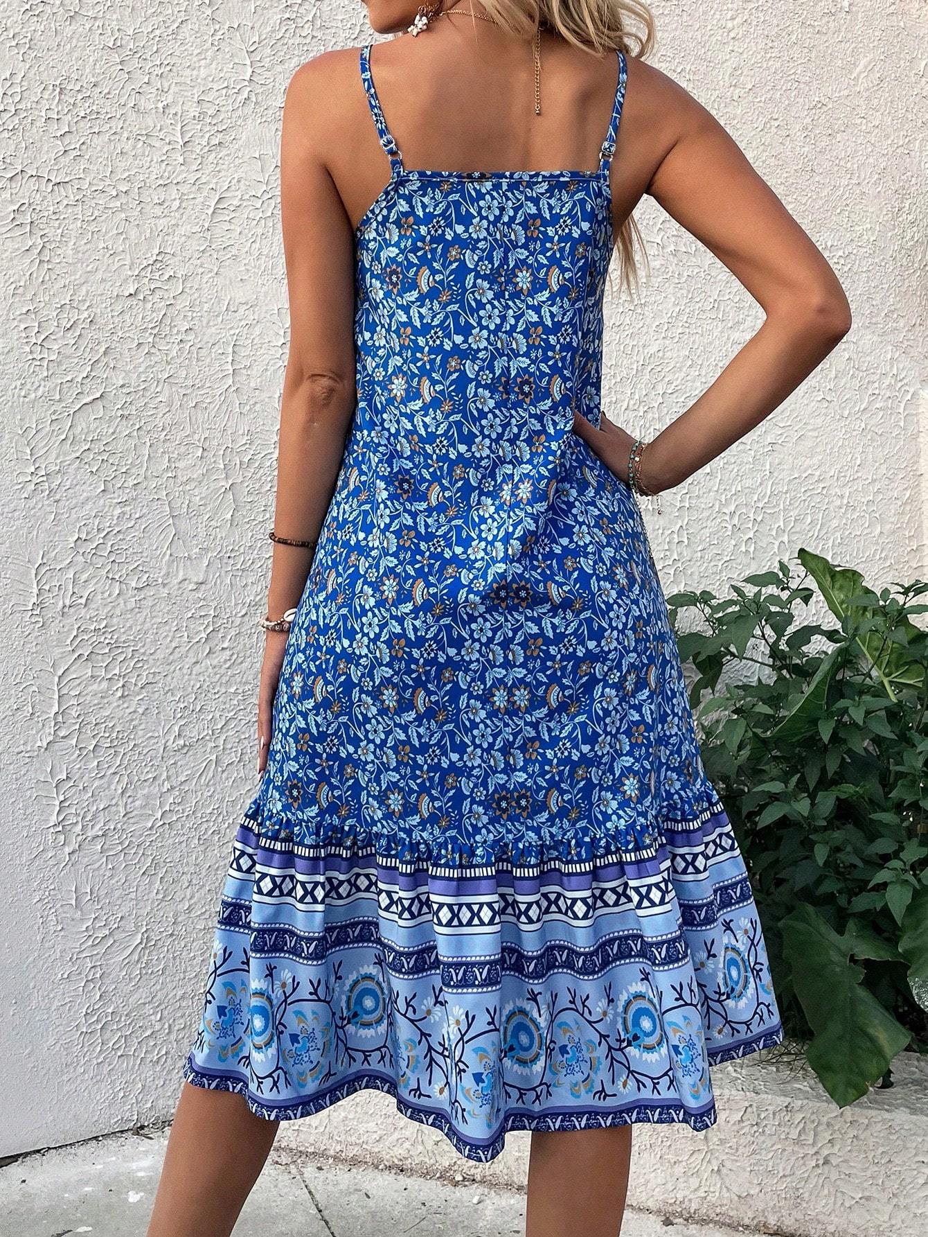 Women's Sleeveless Printed Casual Dress Maxi Vacation Beach Outfit