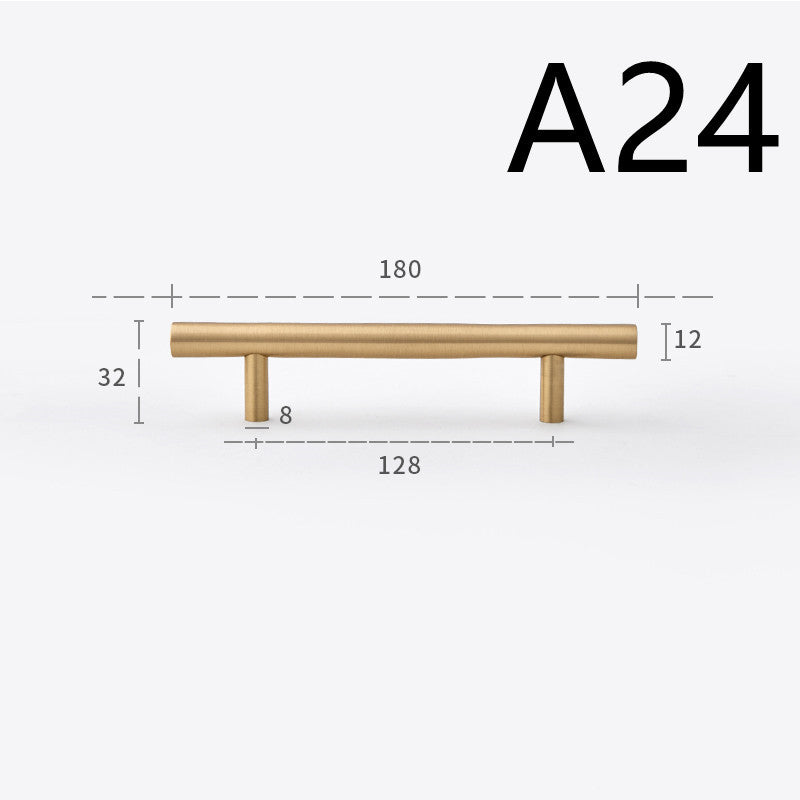 Pure Copper Cabinet Door Handle Golden Light Luxury Brass Handle