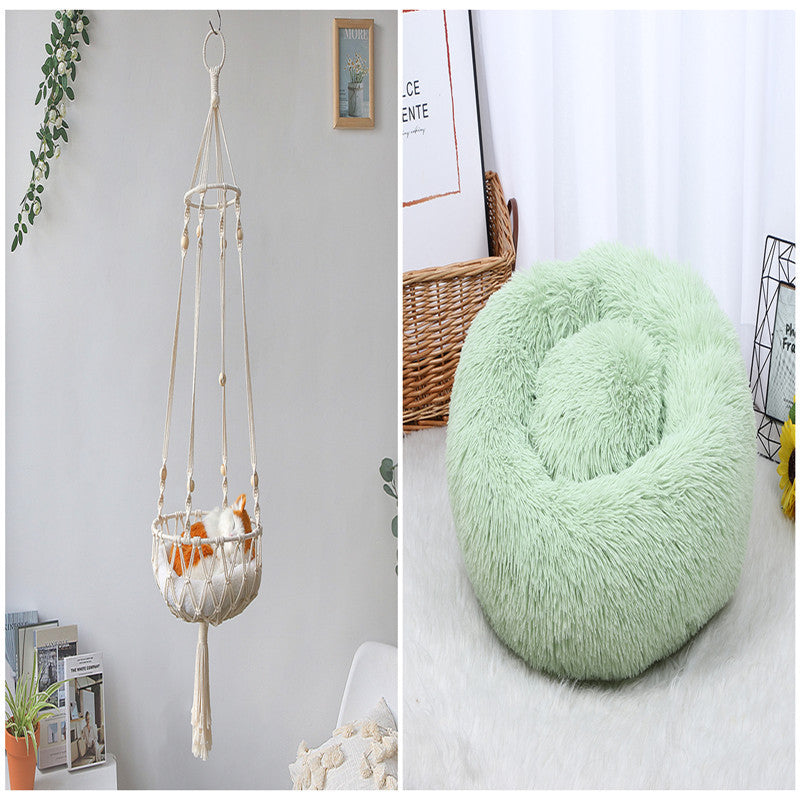 Pure Hand Woven Cat''s Nest Hammock Basket Household Pet