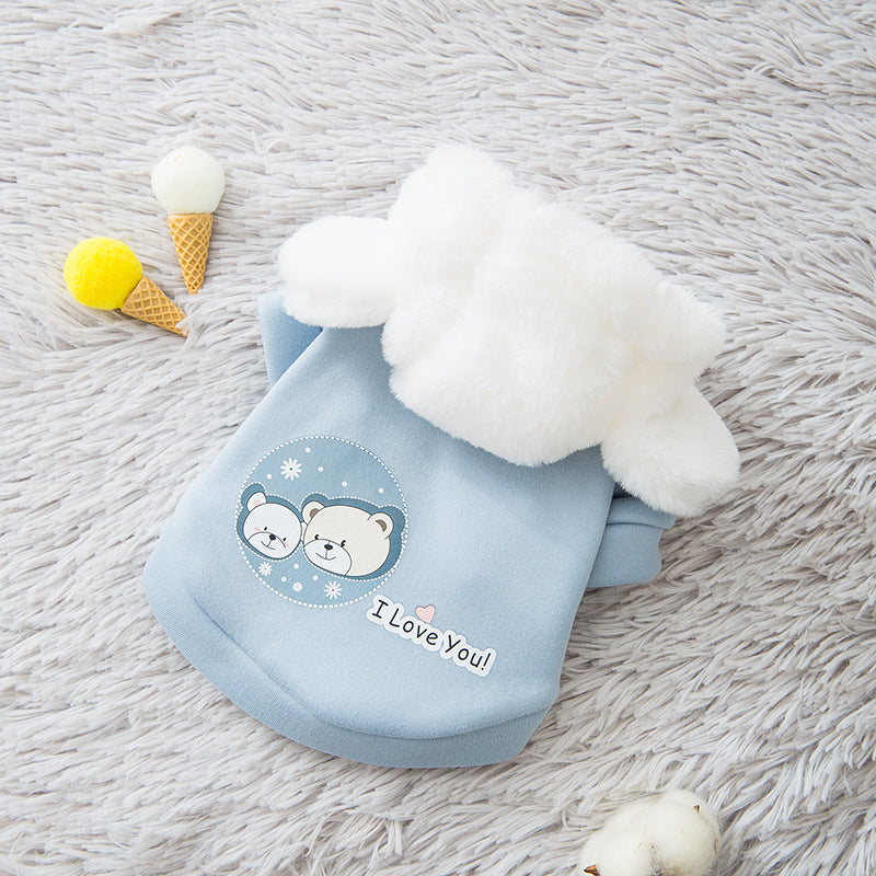 Dog Cat Hooded Sweater Cartoon Pet Clothes