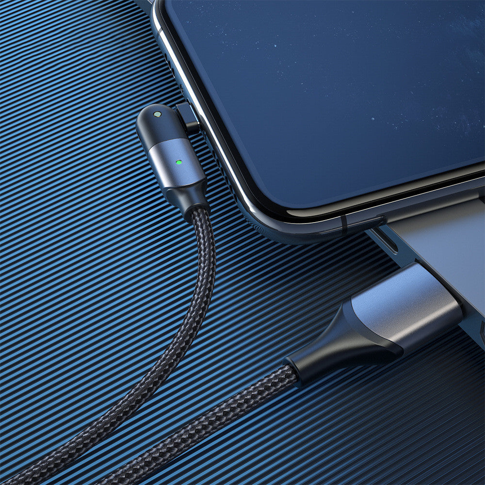 2M 90° Elbow Fast Charging Mobile Phone Data Cable – USB to Type-C / Lightning / Micro USB