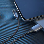 2M 90° Elbow Fast Charging Mobile Phone Data Cable – USB to Type-C / Lightning / Micro USB