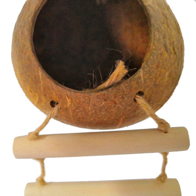 Natural Coconut Shell Bird Nest for Small Birds and Parrots