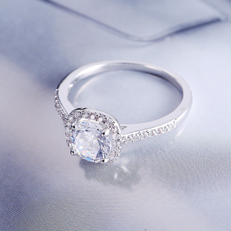 Women's Square Cut Silver Cubic Zirconia Engagement Ring