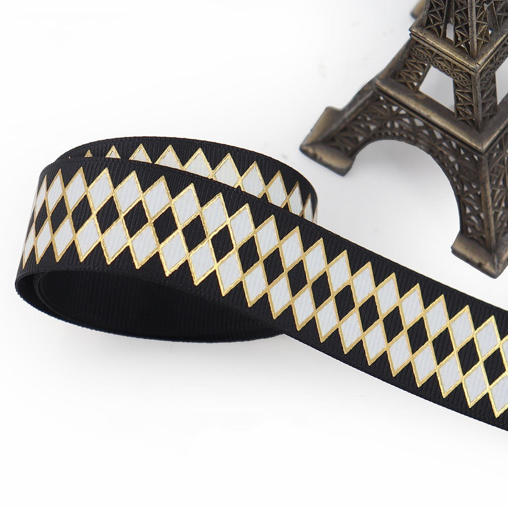 Bronzing Geometric Rib Ribbon – 25mm Decorative Craft Ribbon