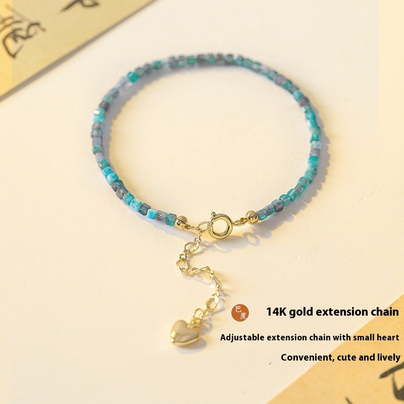 Women's Natural Blue Apatite Crystal Bracelet