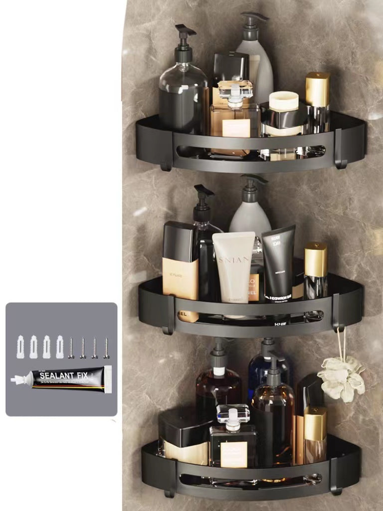 Bathroom Triangle Shelf – Wall-Mounted Perforated Simple Corner Storage Rack