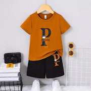 Boys Regular Fit Short Sleeve Tee and Shorts Cotton Blend