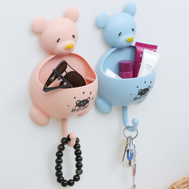 Bear Toothbrush Holder with Wall-Mounted Soap Dish – Cute Bathroom Organizer