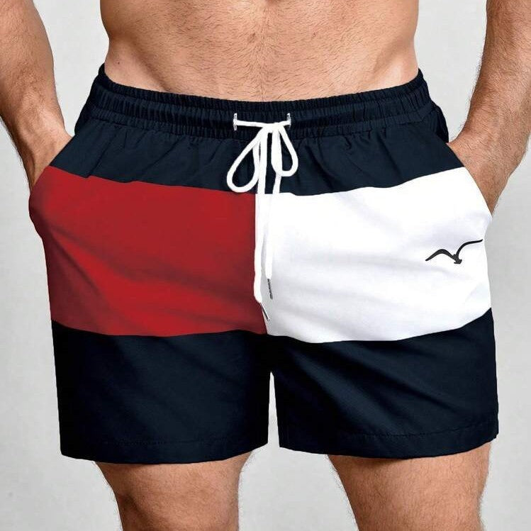 Men's Casual Drawstring Printed Polyester Regular Trousers