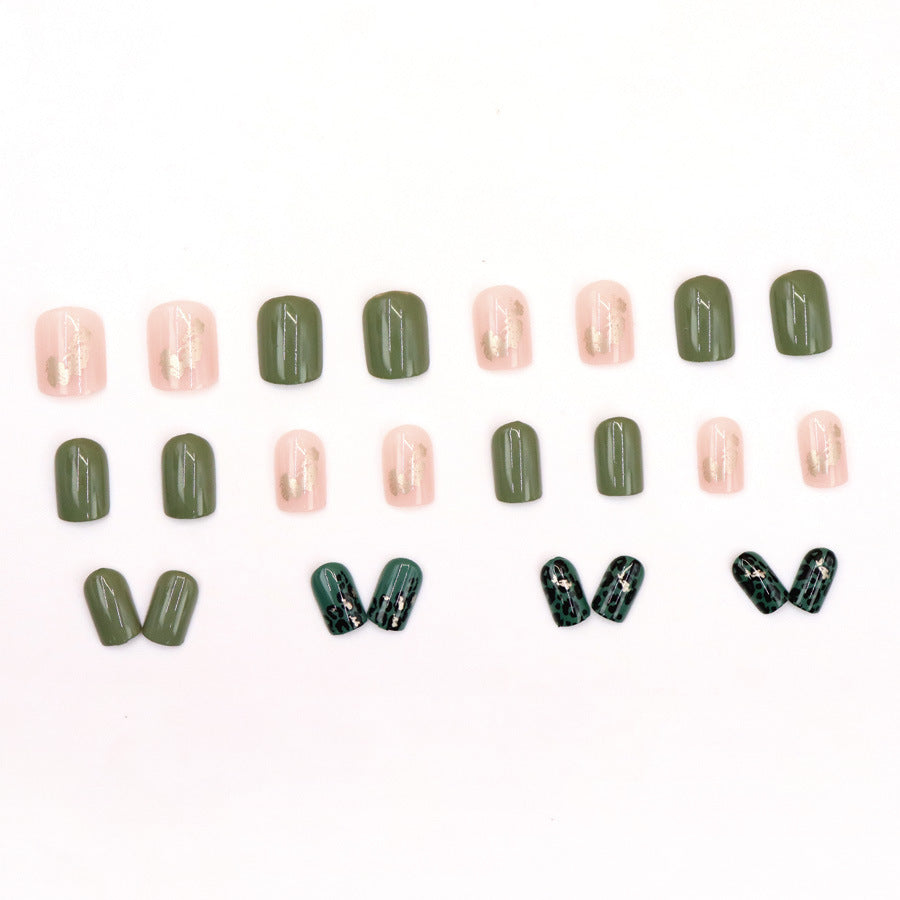 Green Leopard Print Fashion Gold Foil Nail Sticker