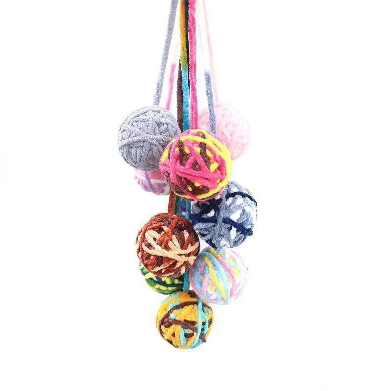 Cat Bell Colorful Wool Ball Teeth Grinding Toy