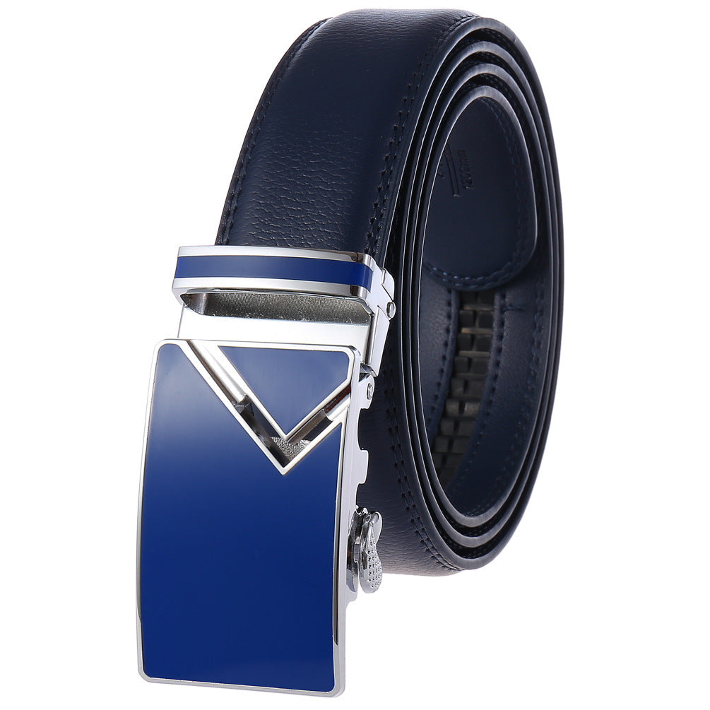 Men’s Cowhide Belt – Retro Automatic Buckle in Multiple Colors