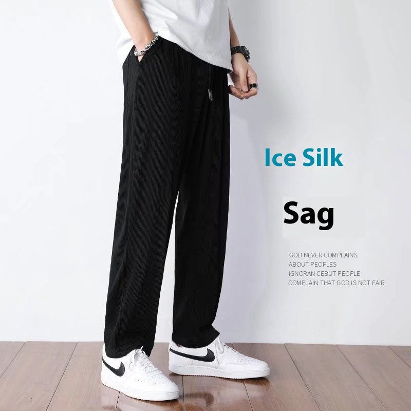 Ice Silk Men’s Loose Ice Silk Leggings – Straight Casual PantsLoose Straight Men