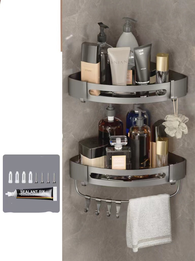 Bathroom Triangle Shelf – Wall-Mounted Perforated Simple Corner Storage Rack