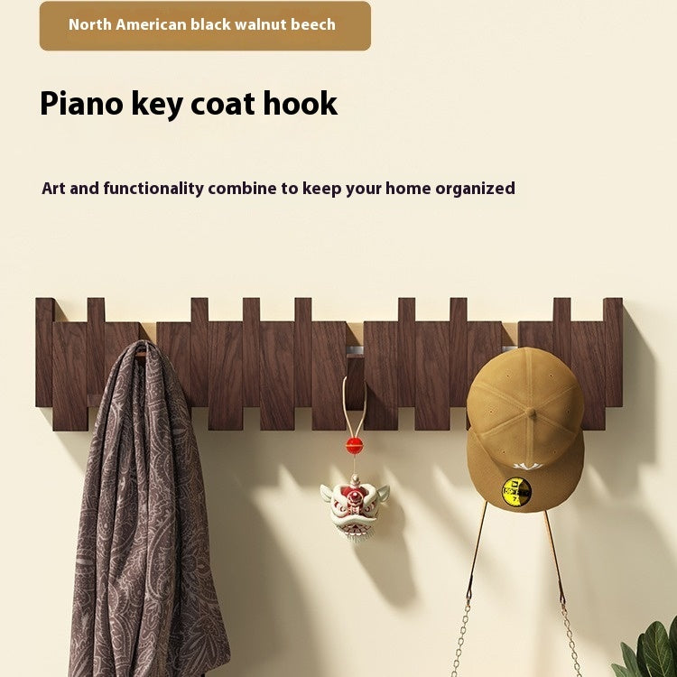 Solid Wood Simplicity Keys Clothes Hook Wall Home Door Hallway Hanger Punch-free
