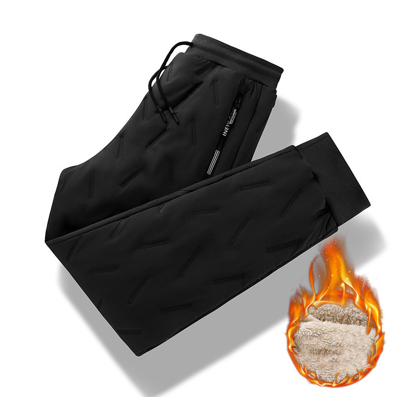 Men’s Winter Fleece Pants – Thickened Windproof Jogging Trousers with Zip Pocket