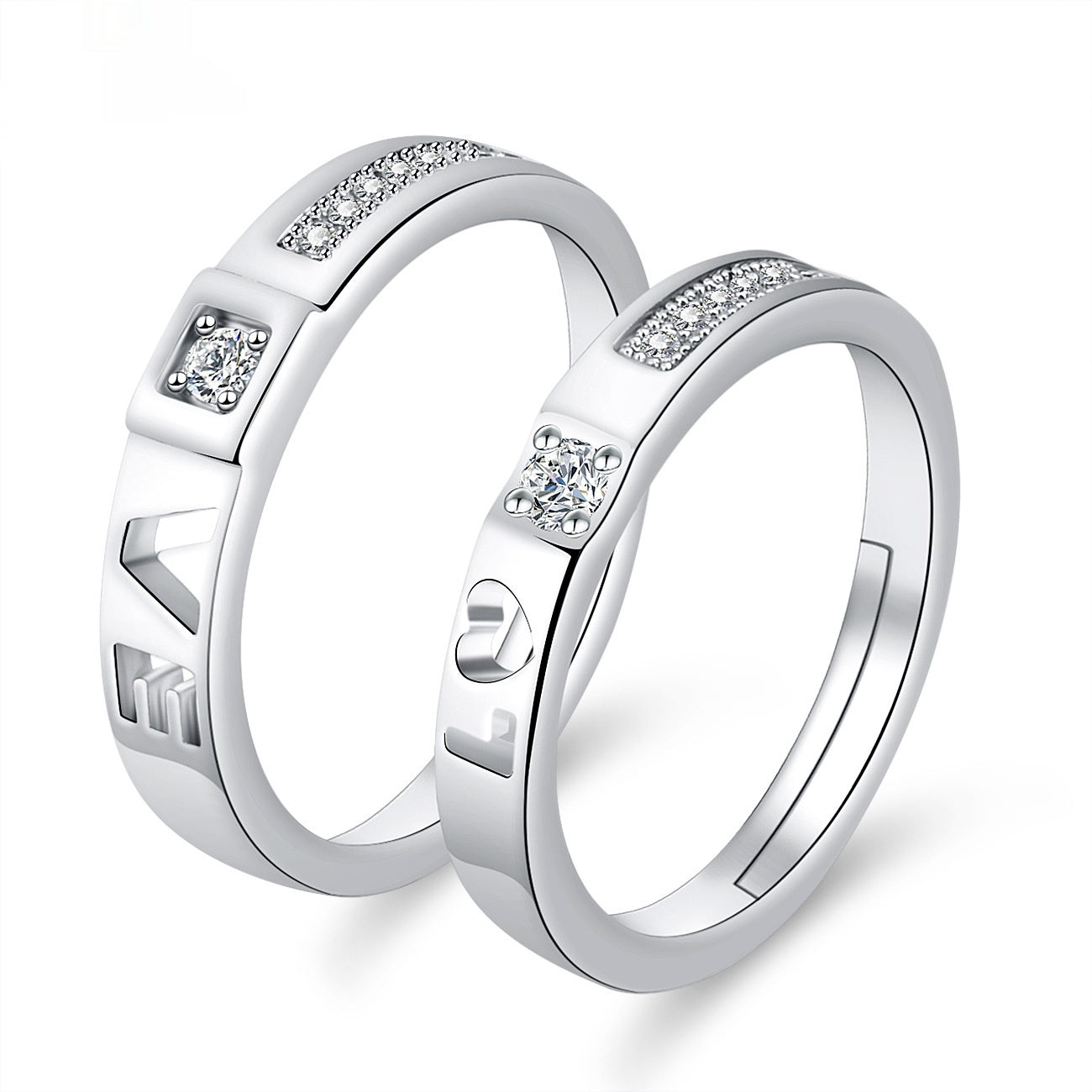 Elegant Crown-Shaped Moissanite Electroplated Copper Couple Rings Set