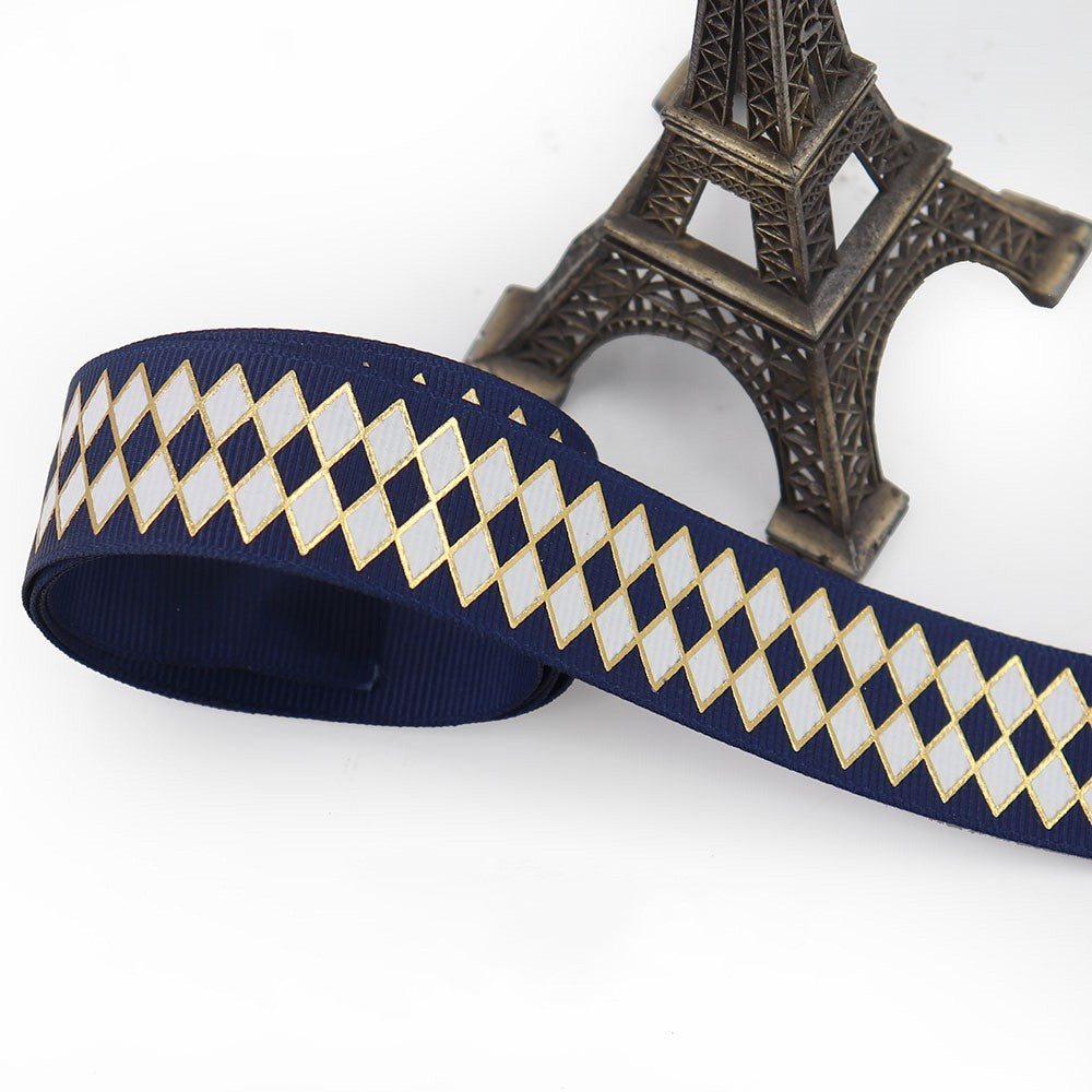 Bronzing Geometric Rib Ribbon – 25mm Decorative Craft Ribbon