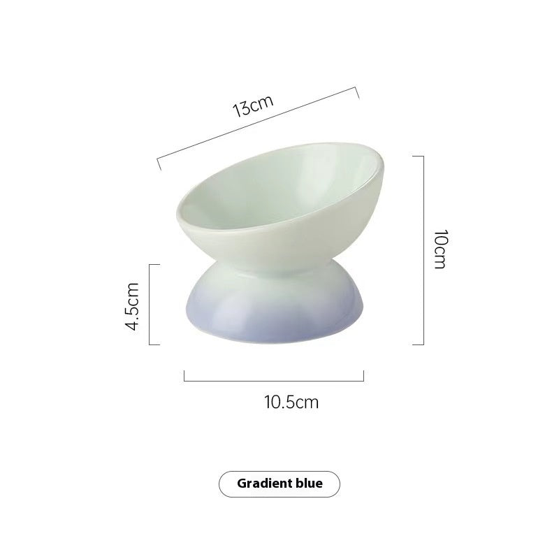 Cat Bowl Ceramic Oblique Mouth Protection Cervical Spine Large Capacity Large Diameter